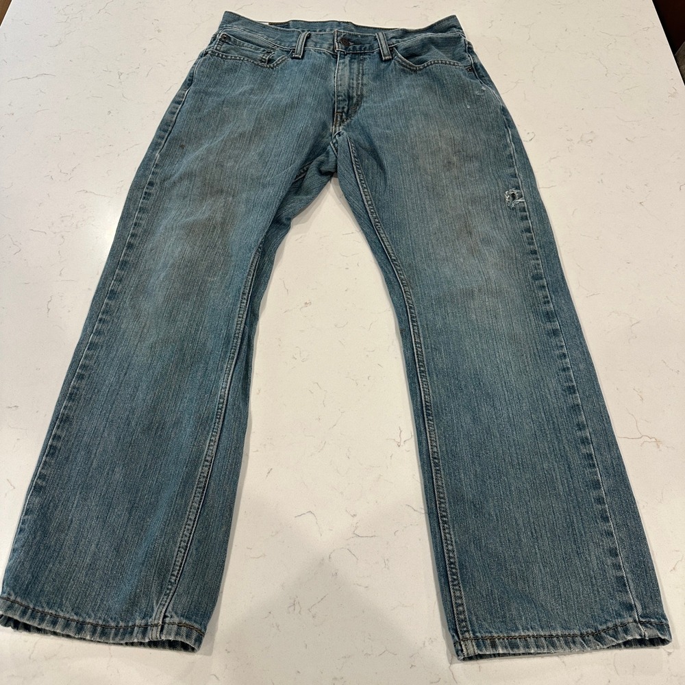 Levis 559 Relaxed Straight Jeans Mens 31x30 Blue Distressed Thrashed Denim